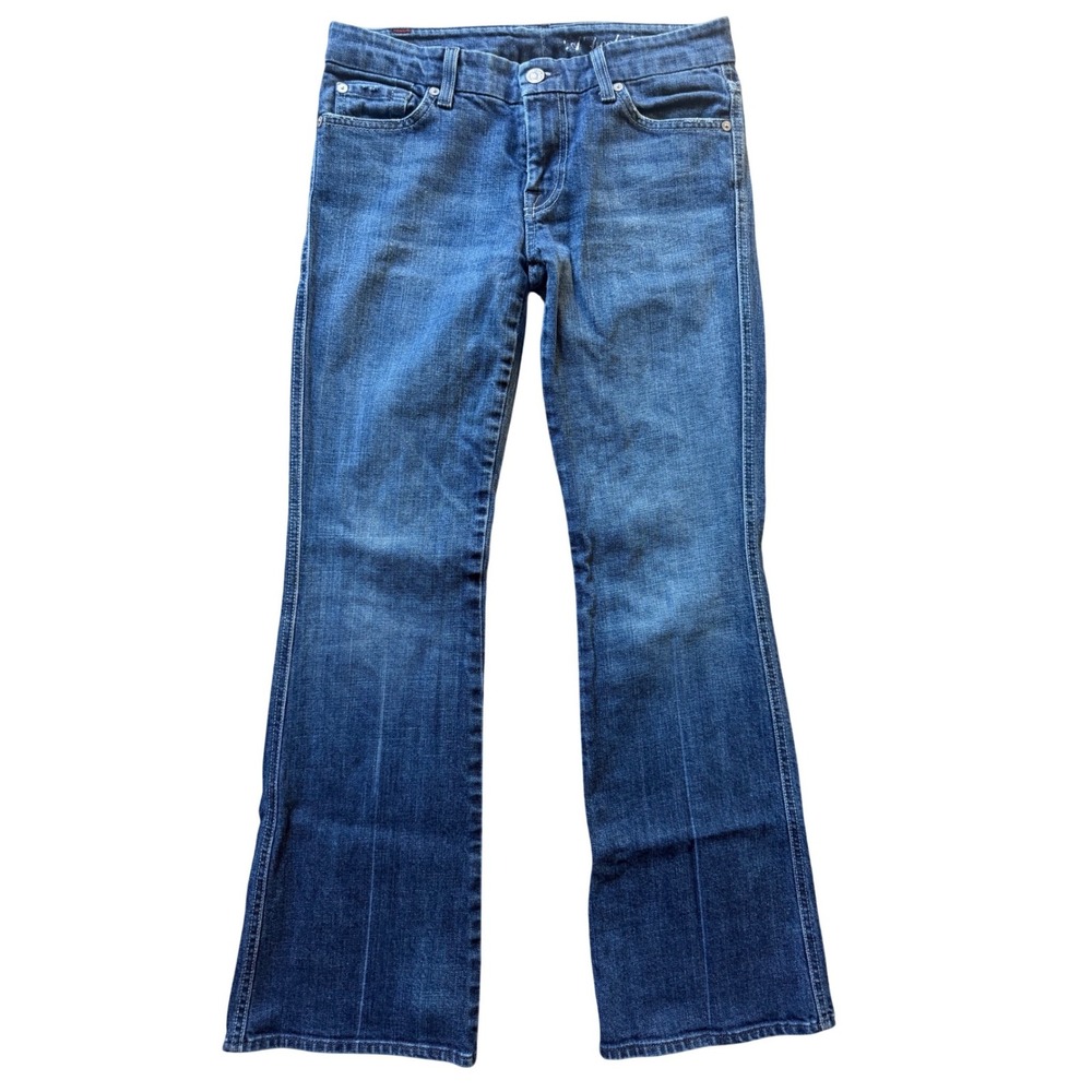 7 For All Mankind Flare Jeans Womens 28 Medium Wash Stretch Denim Y2K Bootcut